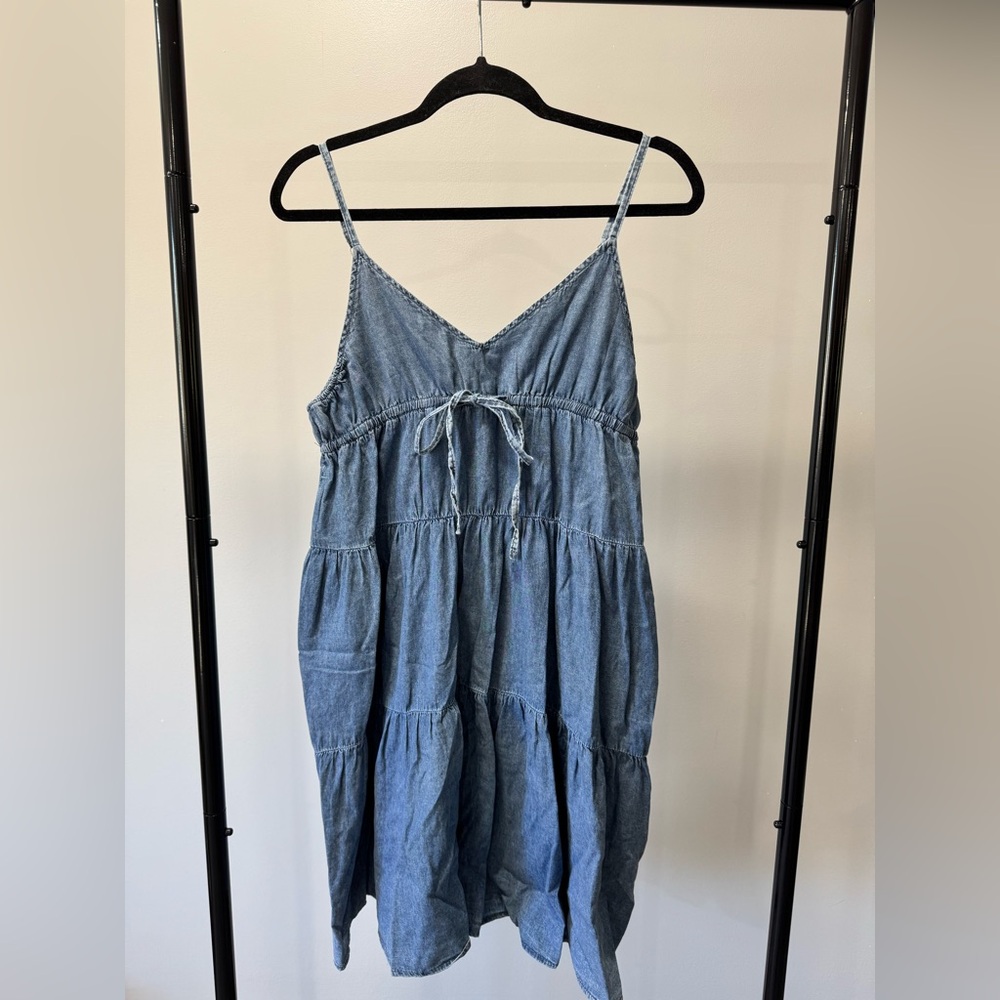 Casual Denim Blue Spaghetti Strap Dress